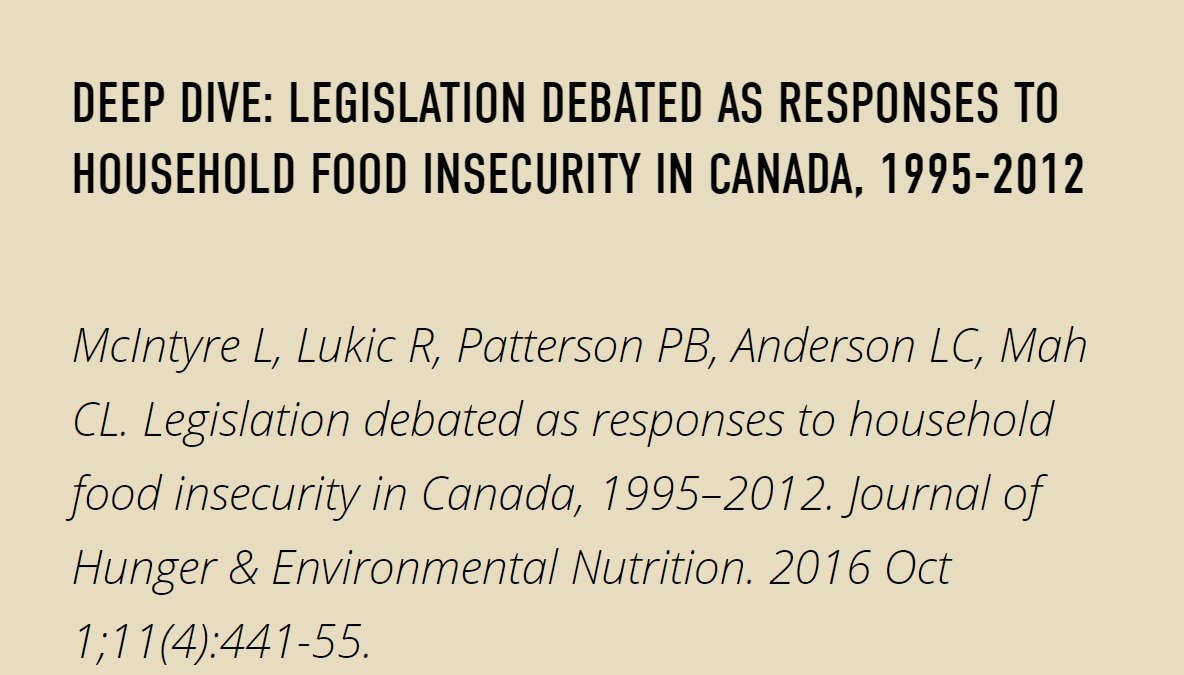 Last month <a href="/catherinemah/">Catherine L. Mah</a>'s Food Policy Lab shared a deep dive into research on legislation debated as responses to #FoodInsecurity. While lawmakers recognize food insecurity is about inadequate income, proposals almost exclusively focused on food provision foodpolicylab.ca/newsletter/jun…
