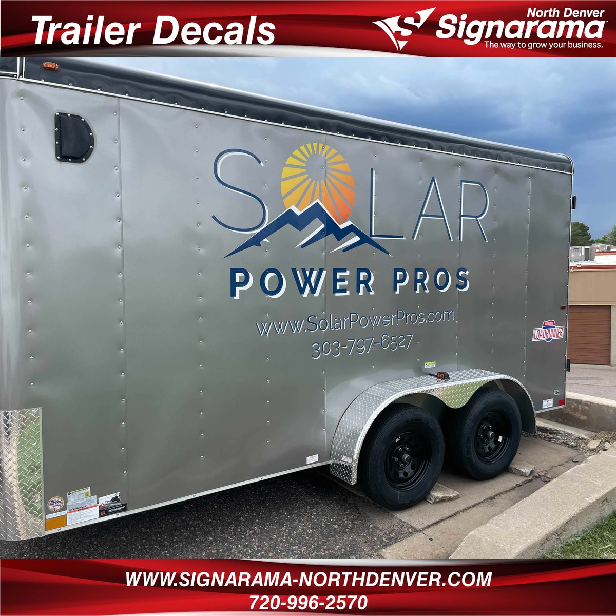 Signarama_NDen's tweet photo. Are you pulling around a trailer without company information? Graphics on Trailers and vehicles can get up to 75,000 impressions a day. Need to park the trailer at a job? let it be a billboard as well. Give us a call today to start your designs. #VinylDecals #OutdoorSign https://t.co/olJ9jO8SpJ