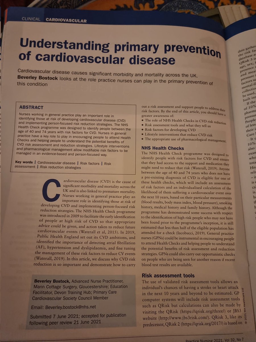 Nice to be published on #cvd alongside my old chum @vivmarsh on #allergicrhinitis in the latest edition of @PNjournal @rotherhamresp @PCCS_UK @WeGPNs @WePharmacists @BestPracticeUK