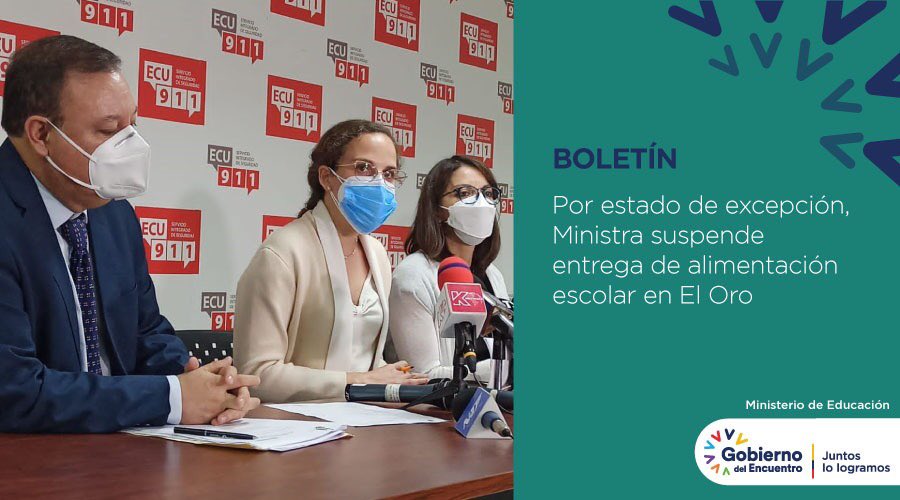 Educacion_Ec's tweet photo. [BOLETÍN] Se suspenden las clases semipresenciales en 48 instituciones educativas de El Oro que tenían autorización para el retorno voluntario, así como la entrega de #AlimentaciónEscolar y fichas pedagógicas por 15 días. ➡️ https://t.co/EMK9OsjjCr

#EncontrémonosPorLaEducación https://t.co/dRg7YRf07w