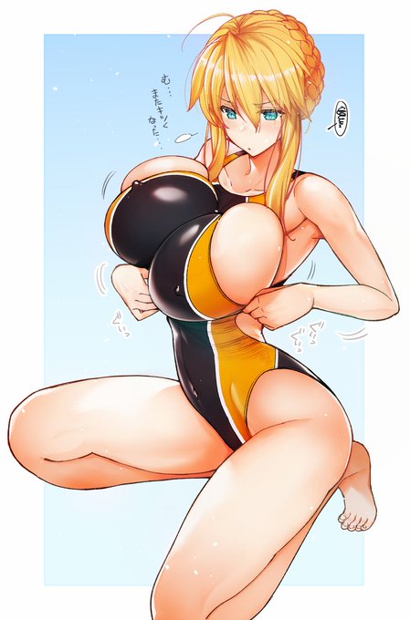 競泳水着🩱乳上 #暑いから水着絵をUPして元気を出す #FGO 