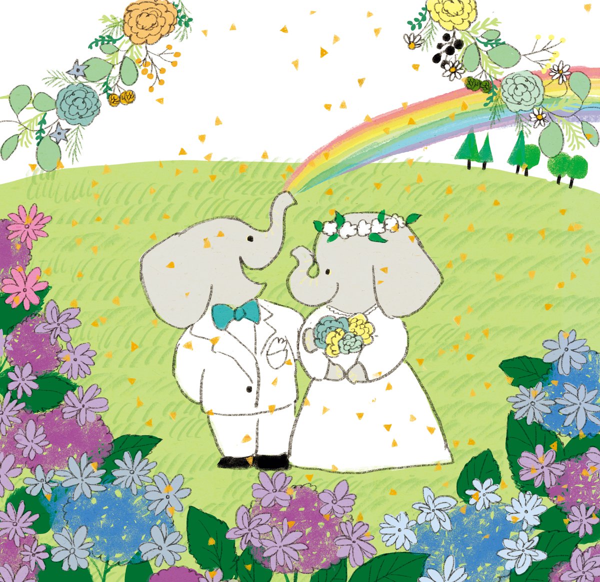 「#虹の日 」|ももろ　4／20発売絵本「パンダのパクパクきせつのごはん」のイラスト