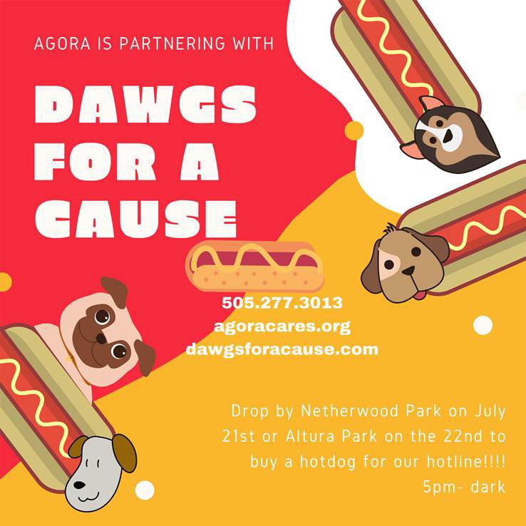 Come out next week and buy a hot dog in support of the AGORA hotline! 🌭😋
