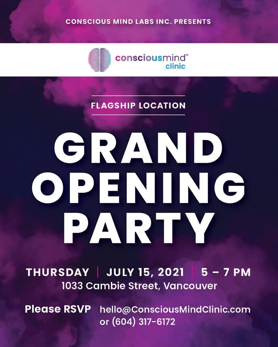 #Vancouver Don’t miss out on the Grand Opening of <a href="/ConsciousMindHQ/">Conscious Mind Labs</a>