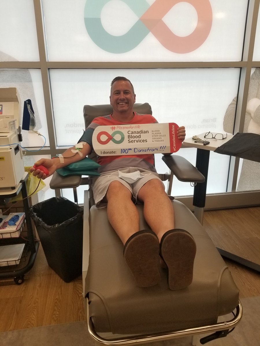 I did a thing yesterday. 100th donation with 9 friends! Book a time! Donate some blood! Save a life! Thanks lethbridge plasma clinic for being awesome and making it so easy to give. #itsinyoutogive #plasmaforlife #canadaslifeline