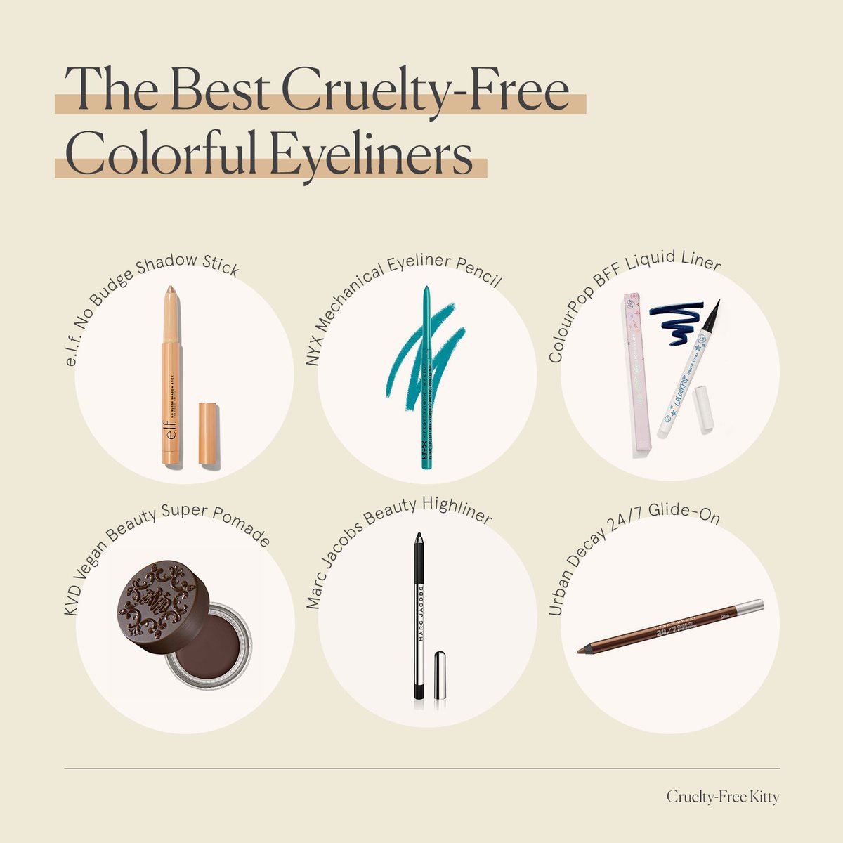 Cruelty-free bold 👀 eyeliners to suit every budget! We've rounded up our favorite colorful eyeliners from drugstore to high-end 🌈