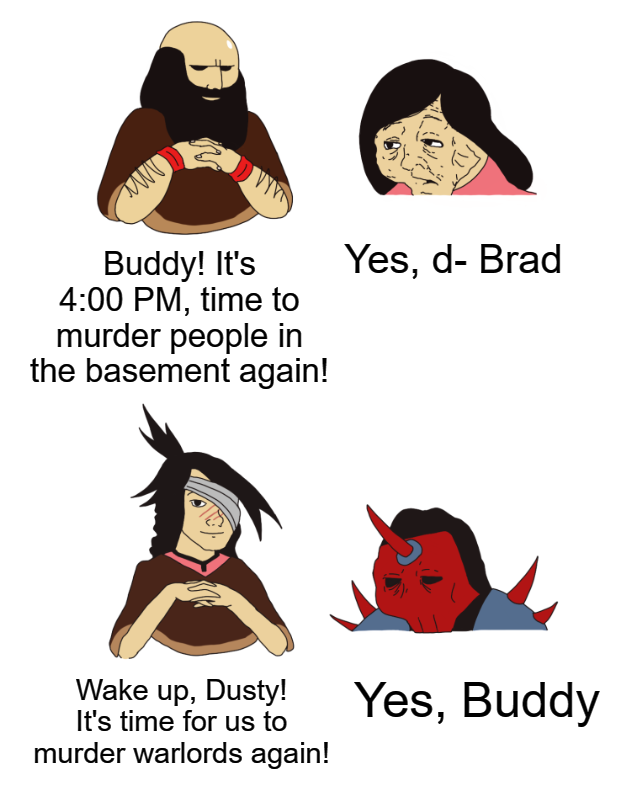 Llama2314's tweet image. The cycle of abuse is vicious 😔
Credit to @BurningToast5 for making these
#lisarpg #lisathepainful #lisathejoyful