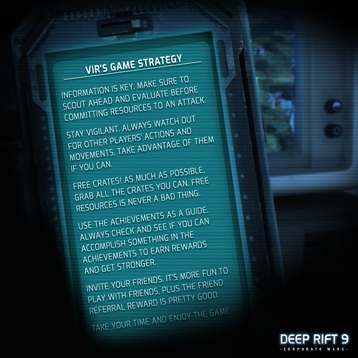 Deeprift_9's tweet photo. Always stay vigilant! Here are Vir's tips on ensuring your corporation thrives against enemies!
Interact with other commanders and share strategies here: https://t.co/1pznKzrqsc
#DeepRift9 #RTS #MMORTS #PC #Gaming #Indie #Strategy https://t.co/B9uGL4PXVR