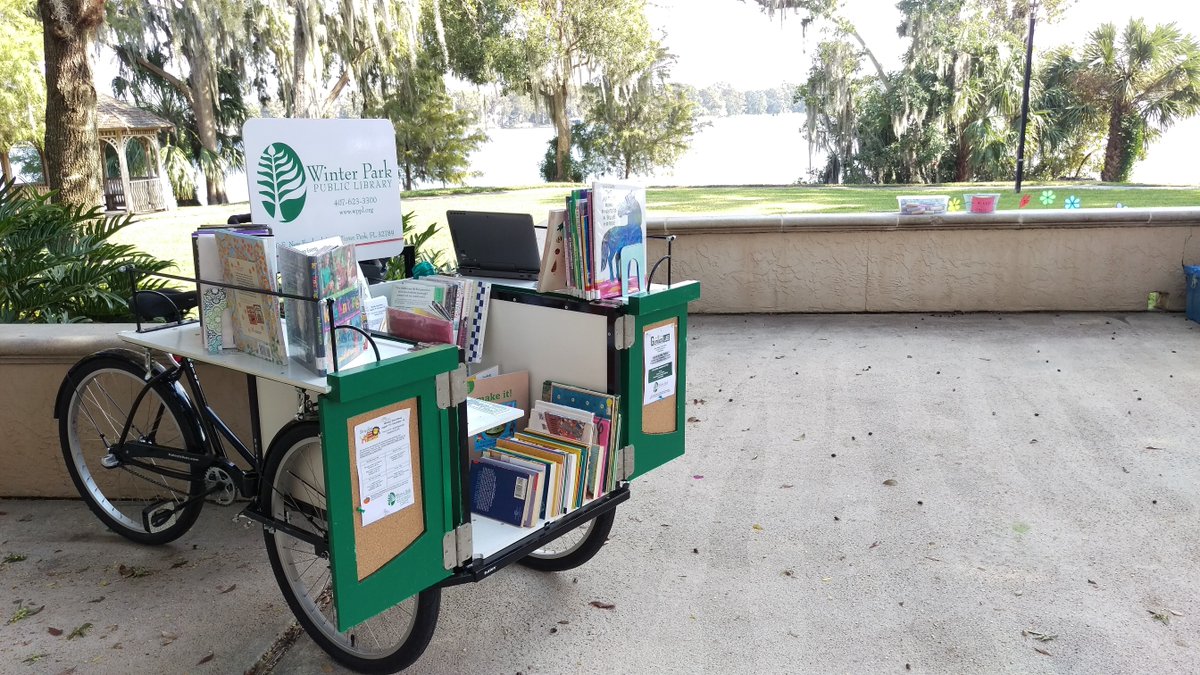 ABOS_Outreach's tweet photo. "Our bike allowed us to spread our reach outside the library building, capturing new patrons and inspiring new readers. We have visited city events, farmer's markets, school events, and more."--Winter Park Library (FL)
@WPPLibrary
#BookBikeWeek
@WPPLibrary
#BookBikeWeek https://t.co/kTWW9i4jXl