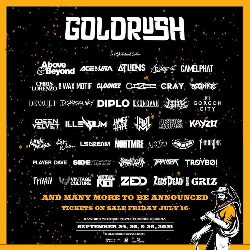 ✦ Goldrush Festival Giveaway ✦

We are giving away 2 FREE GA Tickets 💃  

To win you must:

- RT &amp; Like

- Tag 1 friend!

- Follow <a href="/AllTimeEDM/">AllTime EDM</a> &amp; <a href="/GoldrushFestAZ/">Goldrush Music Fest</a> 

Ends 07/30