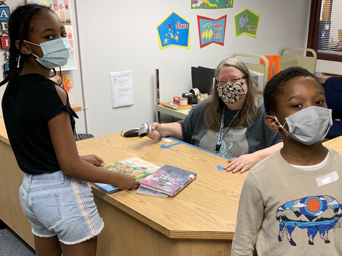 Checking out BMP library 📚 books during the summer is the best!  Thanks, Mrs. Watson and Mrs. Millett.
