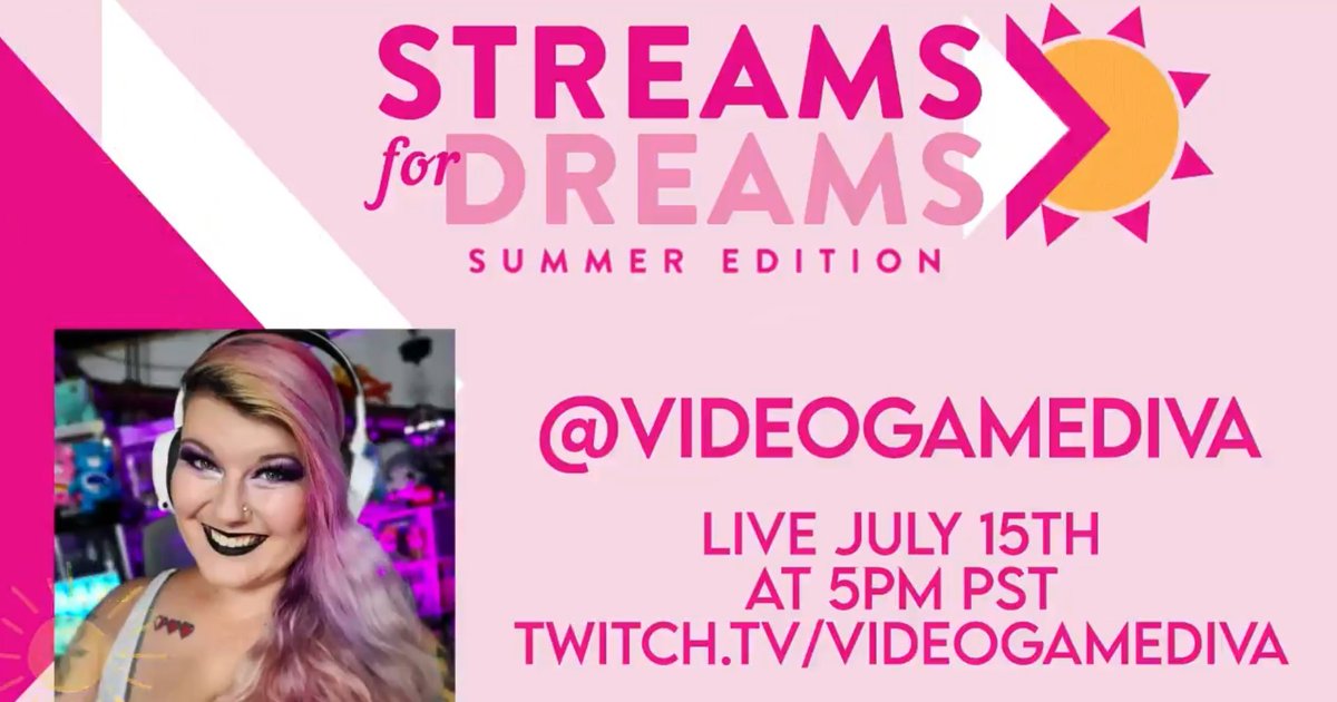 I am NOW LIVE raising money for 
 <a href="/1000DreamsFund/">1,000 Dreams Fund</a> #SummerStreams fundraiser!

We have lots of fun makeup incentives and giveaways! 
Join now!
twitch.tv/VideoGameDiva