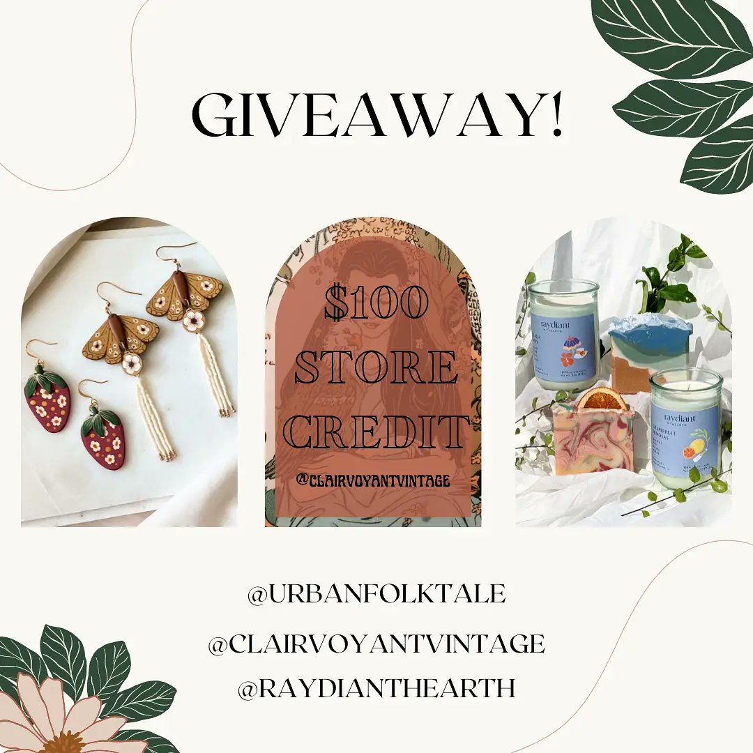I've been working hard creating a small business during the pandemic and today I launched my first collaborative giveaway! Check out my Instagram (instagram.com/raydianthearth) to enter and I hope you guys enjoy the cozy cottagecore vibes 🦋🍄✨