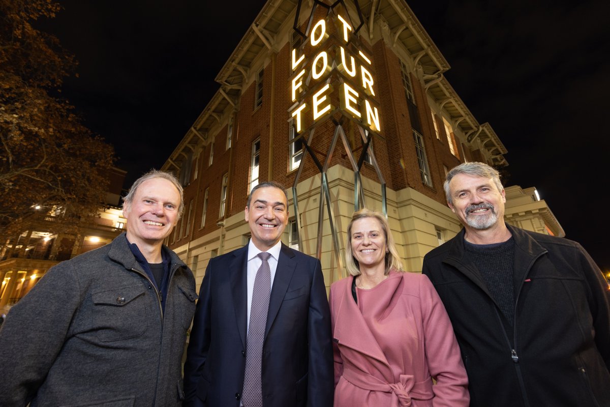 Last night we lit up our exciting new #sitemarker for the first time, putting #LotFourteen firmly on the geographical map!

Standing at 13.9m high and backlit at night, the sign is attached to the <a href="/TheAIML/">Australian Institute for Machine Learning</a> building on the corner of North Terrace &amp; Frome Road.