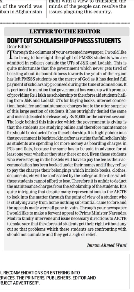 thenainraj's tweet photo. Don't cut scholarship of #Pmsss Students 
@narendramodi @rashtrapatibhvn @PMOIndia @AICTE_INDIA @thenainraj @BBCBreaking @ZeeNewsEnglish @jknewstoday @mkatju @adsahasrabudhe @aajtak @Ndtv24In @cnnbrk @ABPNews @PTC_Network @ndtvindia @indiatvnews https://t.co/QdkWVZm36Y