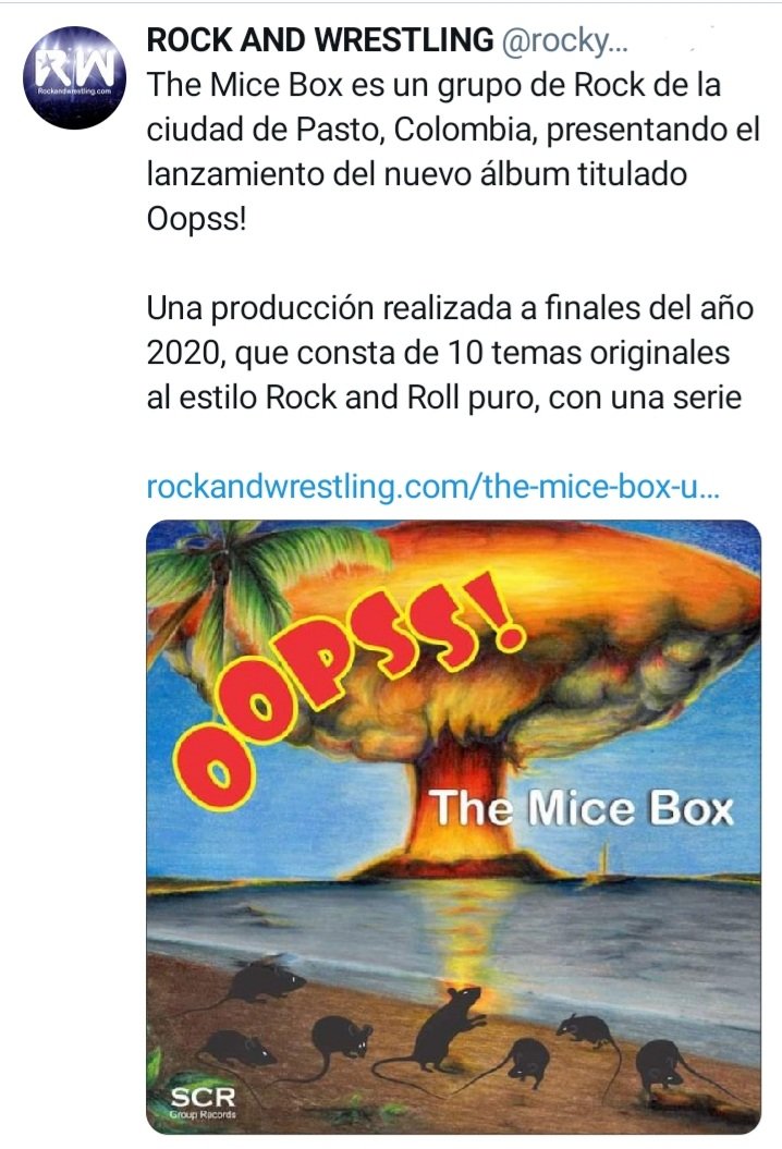 ASarraldeDelgad's tweet photo. Reseña desde Chile en @rockywrestling #THEMICEBOX @rockandwrestling #rockandwrestling  #TMB #chile #PASTO #COLOMBIA #SURAMÉRICA @themicebox1 https://t.co/6h0aIBX08o