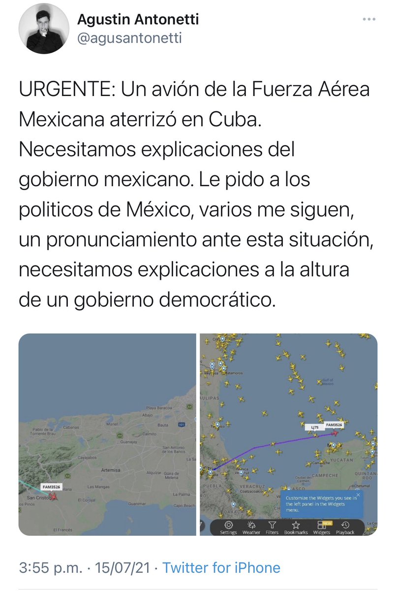 JJDiazMachuca's tweet photo. Avión de México en Cuba. 
Primero @lopezobrador_ y @m_ebrard defendieron al narco Evo Morales 
¿El avión de la Fuerza Aérea Mexicana (@SEDENAmx ) fue por mas médicos cubanos o por Díaz-Canel y las riquezas? 
@agusantonetti @TeamDoctor9 https://t.co/aKtMdBlXHh