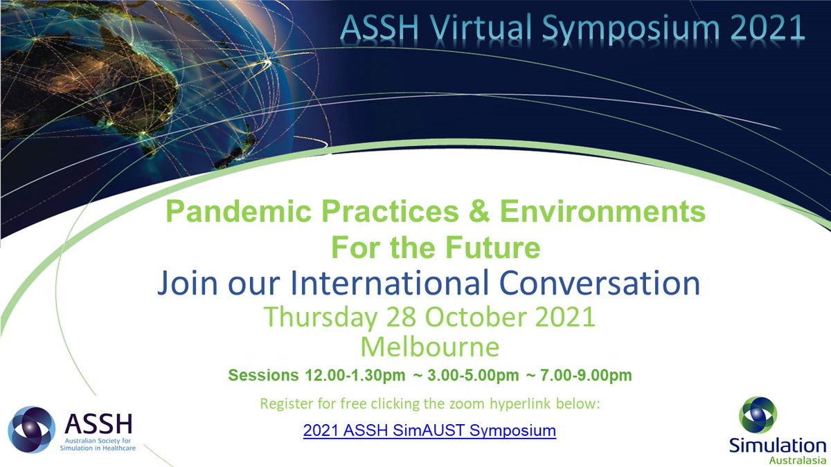 Australian Society for Simulation in Healthcare (@assh_simaust) on Twitter photo 1st announcement for the Inaugural <a href="/ASSH/">shannon gilligan</a> Virtual Symposium proudly supported by <a href="/SimAUST/">Leon Simpson</a>
Letās continue the international conversation for simulation in healthcare. #Simulation #ASSH #SimAUST #ASSHVS2021
Registration link: us02web.zoom.us/meeting/regist⦠1st announcement for the Inaugural <a href="/ASSH/">shannon gilligan</a> Virtual Symposium proudly supported by <a href="/SimAUST/">Leon Simpson</a>
Letās continue the international conversation for simulation in healthcare. #Simulation #ASSH #SimAUST #ASSHVS2021
Registration link: us02web.zoom.us/meeting/registā¦