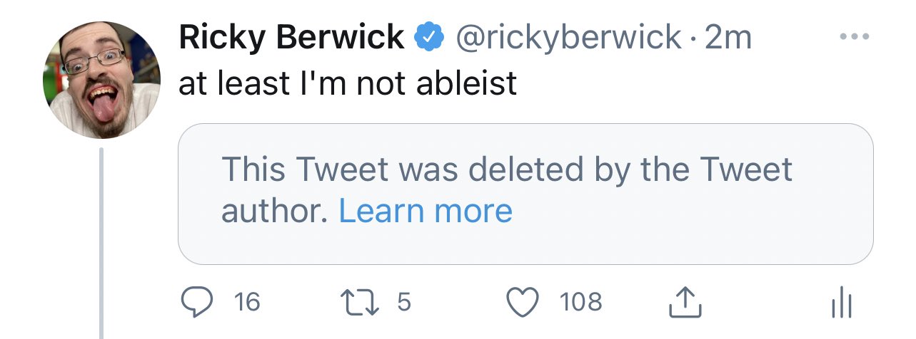 What is wrong with ricky berwick