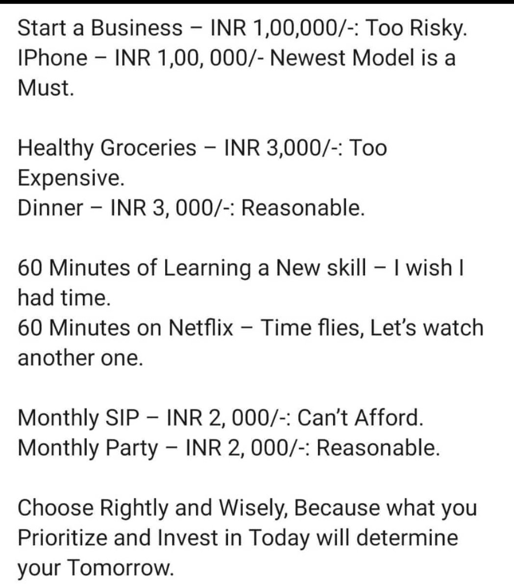 Kavitastocks's tweet photo. Start healthy habits , utilise your time in doing something worthy .
Our success and growth depands on  our present choice🙌 
PC- #watsapp https://t.co/Sv80y417hV
