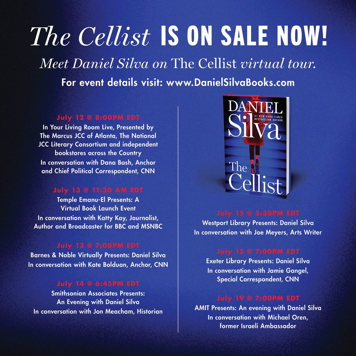 danielsilvabook's tweet image. Thank you @ExeterLibrary45 for hosting a wonderful evening for #GabrielAllon and #TheCellist. And thank you to all libraries and librarians everywhere!