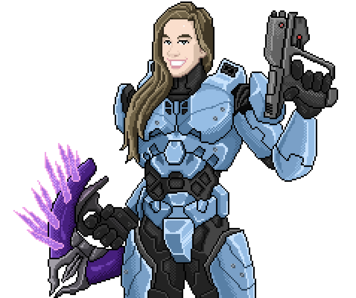 popsikiII's tweet photo. Here's some pixel art I did for Booze Bros Gaming on youtube. #Halo #HaloInfinite #pixelart https://t.co/b18q222WE3