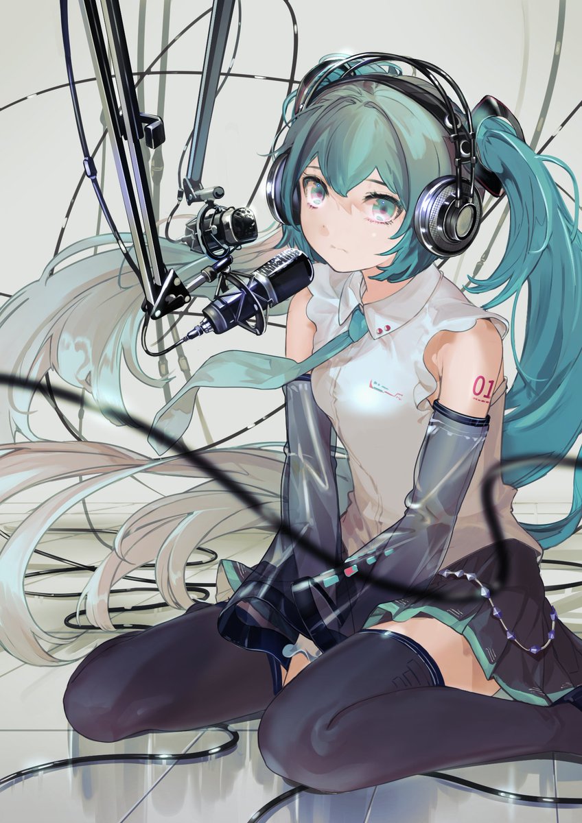 初音ミク「#初音ミク
実は描いてた全身版😽 」|nik _ibi@イラスト投稿のイラスト