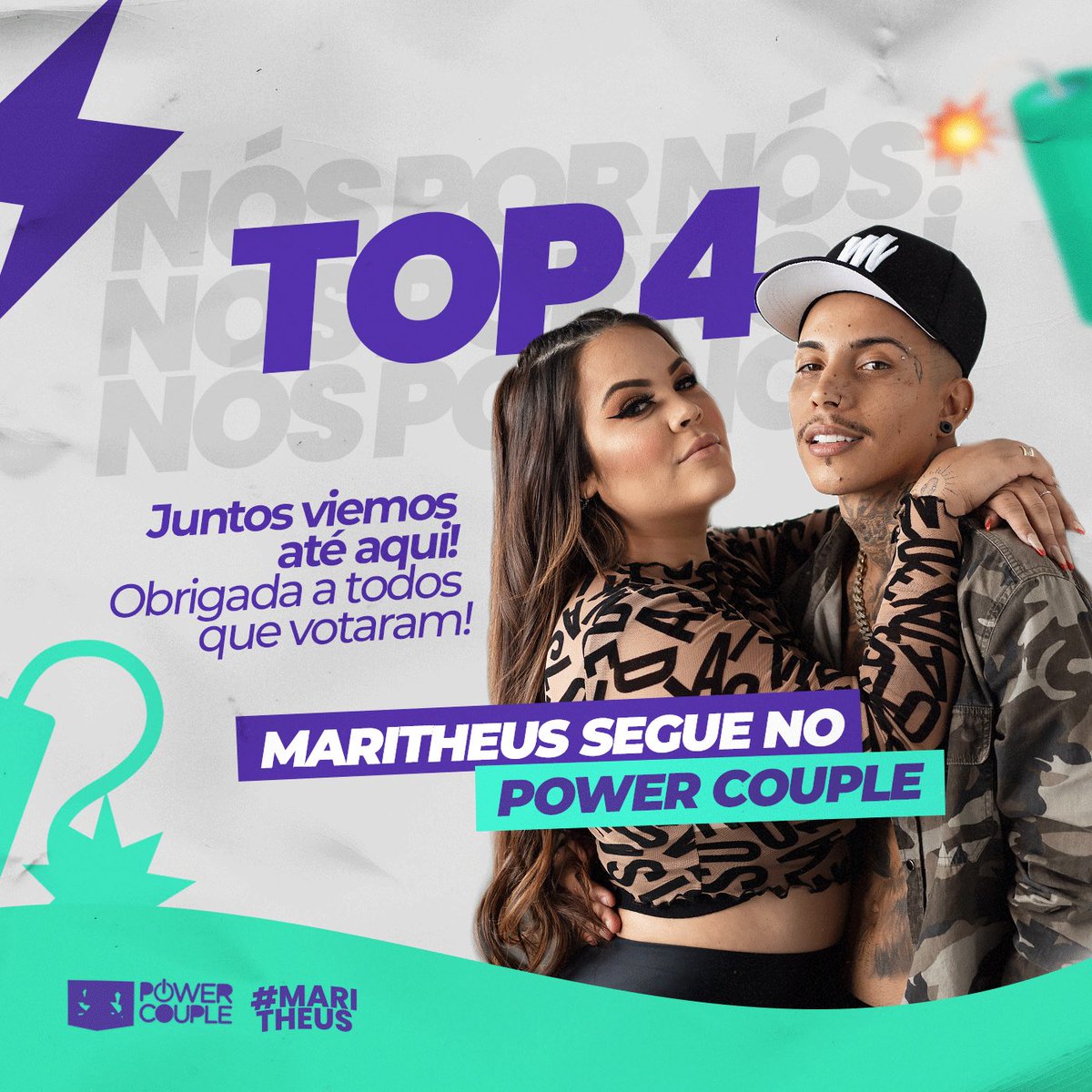 eumarimatarazzo's tweet photo. O SONHO CONTINUA GRAÇAS A VOCÊS! Pela QUINTA vez, #MariTheus volta de uma DR e, agora, está no TOP 4 do #PowerCouple. Viemos de muito longe até aqui! Agora vamos pra final?! Contamos com vocês! Sonhamos juntos e, se tudo der certo, realizaremos juntos!! ♥️🧨 #NósPorNós https://t.co/rGh94pLMAX