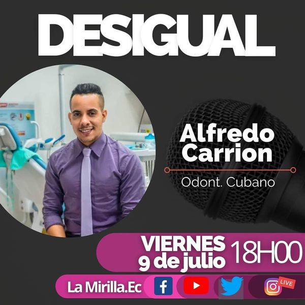 🟪🟪🟪🇨🇺 | Mañana en #DESIGUAL con <a href="/anichuros/">Ana María Martínez</a>  estaremos con Alfredo Carrión, Odontólogo Cubano.

Nos va a contar  la historia de su vida y su opinión en lo que está pasando en su amada Cuba. 

🗓️ Viernes 16 de Julio
🕛18h00

#Mirilla #Desigual #SaludMental #SaludEmocional