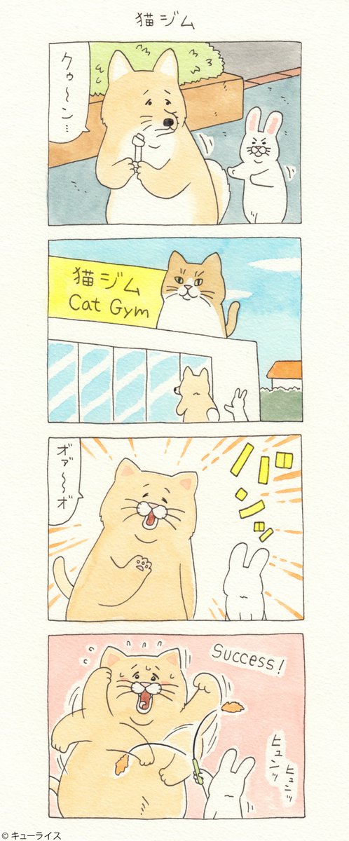 4コマ漫画イヌノヒー「猫ジム」https://t.co/S5tx1f2bY1

単行本「ネコノヒー4」発売中!→ https://t.co/rkR9Q2yERK

#ネコノヒー  #キューライス 