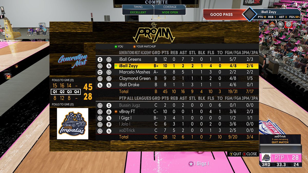 🚨PBA Season 6 Playoffs Rd 1🚨

GGs to <a href="/PBA_Impalas/">PBA Indianapolis Impalas</a> (2-1) as we advance to the Semi-Finals to play <a href="/CyclonesPBA/">Chicago Cyclones PBA</a> 

PG: <a href="/HoodieTyyx/">ty</a> 
LOCK: <a href="/Zayy__v/">Zayy</a> 
SF: <a href="/KingMarceloo/">Marcelo</a> 
PF: <a href="/ClaymondGreen/">best that neva was</a> 
C: <a href="/Yoodrake_/">.</a> 

@PBA2KL_ <a href="/JoSkeezy23/">✨JoLynn✨</a> <a href="/WalkOnWarriors/">⚠️ Walk-On Warriors</a> <a href="/ShoneOrNah/">NoLoveShone</a> @2KHUNTSEARCH