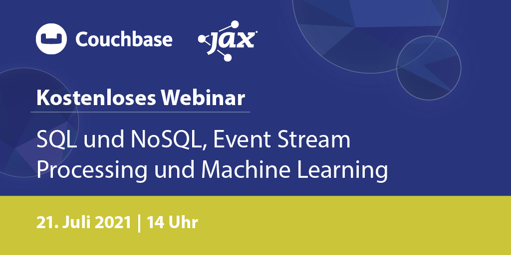 jaxcon's tweet image. #Datenbanken reloaded: #SQL und #NoSQL, Event Stream Processing und #ML - alles unter einem Dach!
Wie das geht? Das erfahren Sie in dem kostenlosen Webinar von JAX und @couchbase.
Jetzt kostenlos anmelden >> bit.ly/3AhyxjM