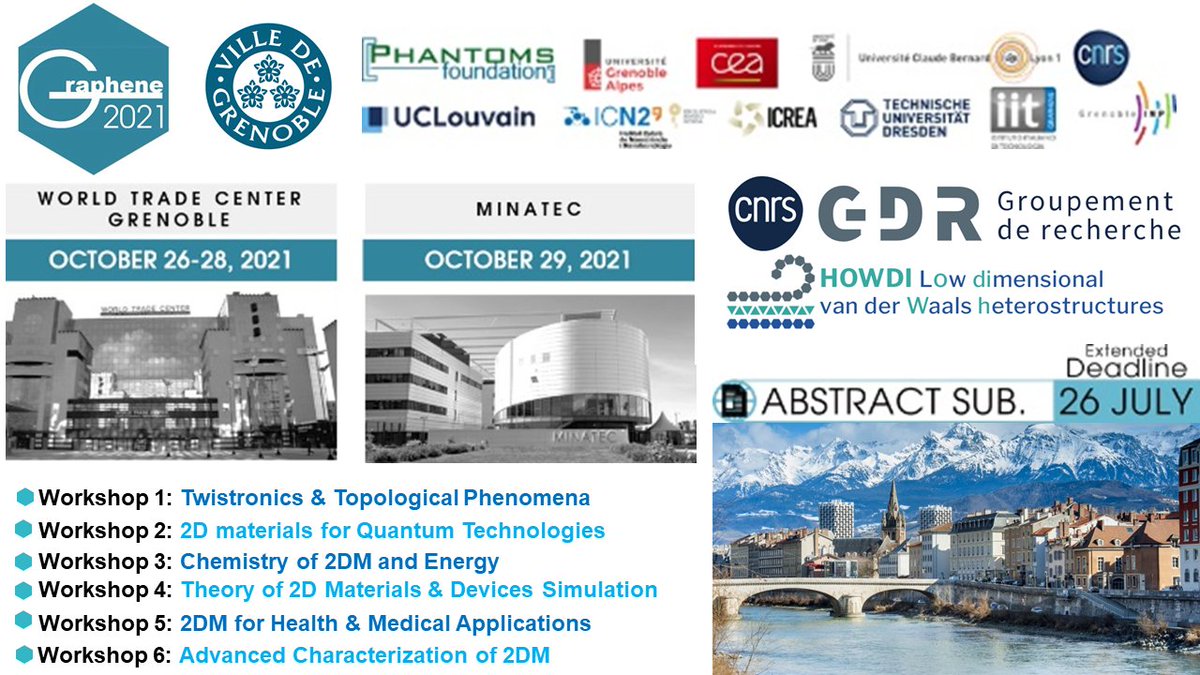 Stephan Roche (@stephansroche) on Twitter photo GRAPHENE 2021 - Time to submit your abstract !
<a href="/PhantomsNet/">Phantoms Foundation</a> <a href="/icn2nano/">Catalan Institute of Nanoscience & Nanotechnology</a> <a href="/VilledeGrenoble/">Ville de Grenoble</a> <a href="/CEA_Officiel/">CEA</a> <a href="/CnrsAlpes/">CNRS Alpes</a> #graphene #grapheneconf #materialscience #2Dmaterials #technology #FrontierMaterials #event #tech #innovation #startup #sustainable
grapheneconf.com/2021/register.… GRAPHENE 2021 - Time to submit your abstract !
<a href="/PhantomsNet/">Phantoms Foundation</a> <a href="/icn2nano/">Catalan Institute of Nanoscience & Nanotechnology</a> <a href="/VilledeGrenoble/">Ville de Grenoble</a> <a href="/CEA_Officiel/">CEA</a> <a href="/CnrsAlpes/">CNRS Alpes</a> #graphene #grapheneconf #materialscience #2Dmaterials #technology #FrontierMaterials #event #tech #innovation #startup #sustainable
grapheneconf.com/2021/register.…