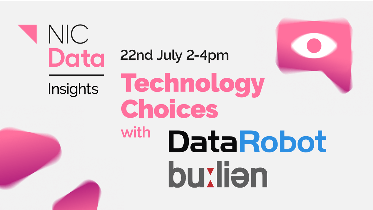 NICDATA's tweet photo. 🔔Next Week🔔
Join us on Thursday 22nd for a #DataInsights #TechnologyChoices webinar with @DataRobot &amp; @Bulien_Partners 
Featuring:
✅ Keynote 'The AI Landscape' with @bentaylordata 
✅ Technical workshop &amp; demo with @ChrisMacBP
✅ Panel Q&amp;A

Register 👉https://t.co/f5CTsvyoab https://t.co/WyyVZd9m2v