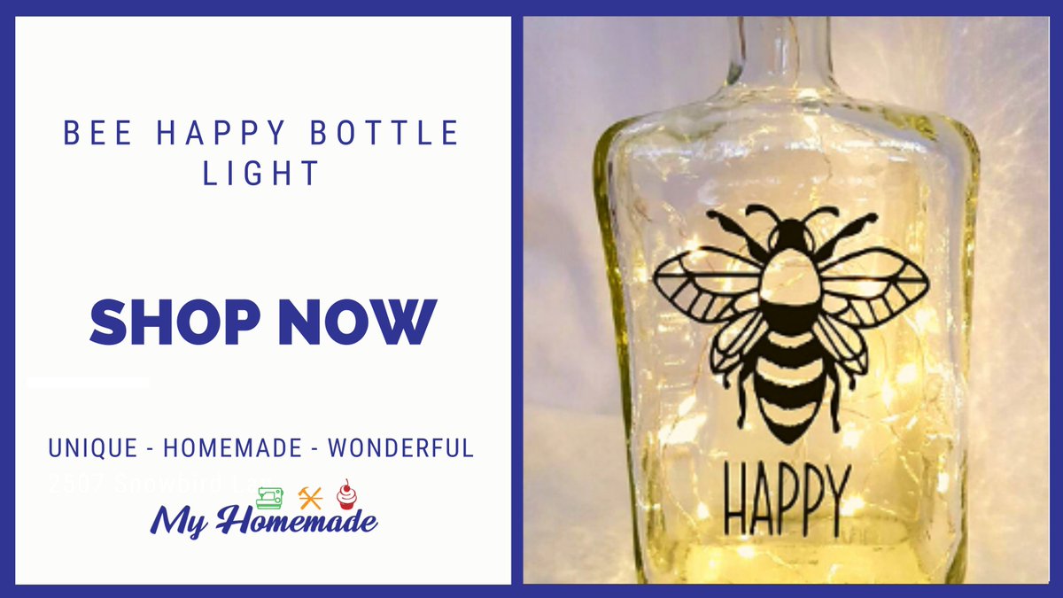 MyHomemadeUK's tweet photo. Beautiful decorative ‘Bee Happy’ Bottle with warm white lights. A great addition to all settings. 

Order yours here: https://t.co/8G7KOZ5asL

#BedroomLights #gardenLight #homedecor #bedroomdecor #beehappy #HomeStyle #Design #Handmade #NightLight https://t.co/HHy6HAwxM4