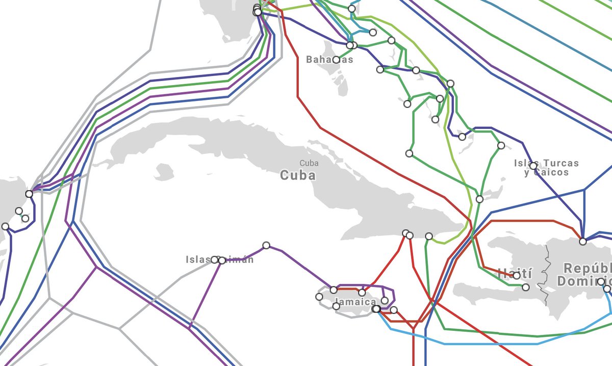 sergitable's tweet photo. Dice Biden que quiere "restaurar Internet en Cuba". Hay que ser canalla. Los cables de fibra no llegan por culpa del bloqueo. Solo el Alba-1 desde Venezuela.

Los dos verdes llegan y salen de la base de EEUU en Guantánamo: ese agujero negro de los Derechos Humanos. #UnBlockCuba https://t.co/ab69rT80TG