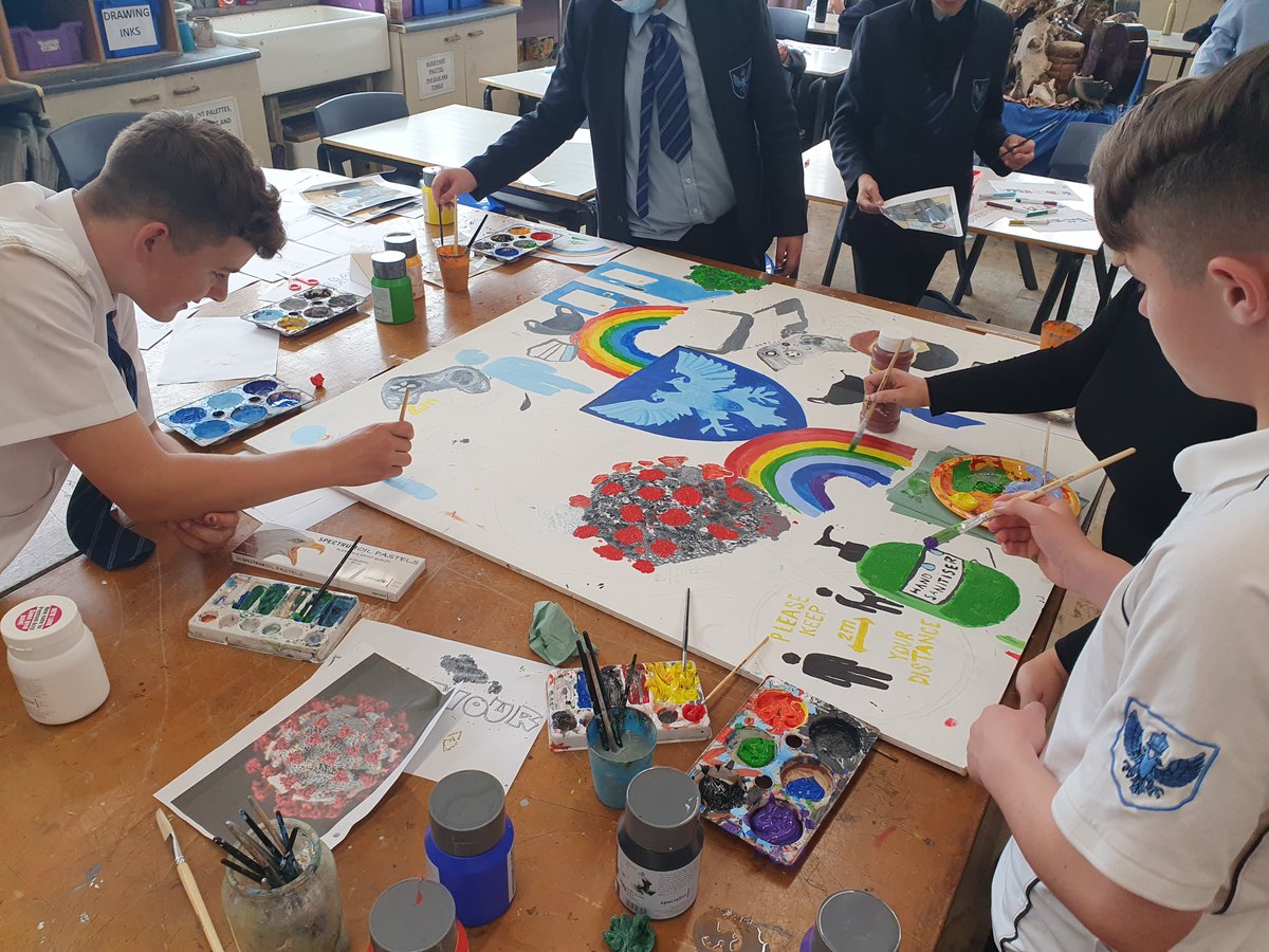 KNBS students proudly working on the school mural which represents their experiences during the pandemic @knbs_school