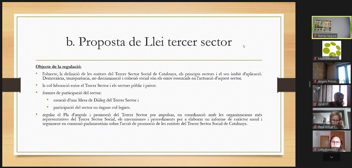 ⚖️ Estem realitzant una jornada per abordar la proposta de Llei del #TercerSector Social de #Catalunya.

👉 De la sessió en sortirà el posicionament de FEPA en relació a aquesta llei.

✅ Moltes gràcies a totes les entitats que hi esteu participant!