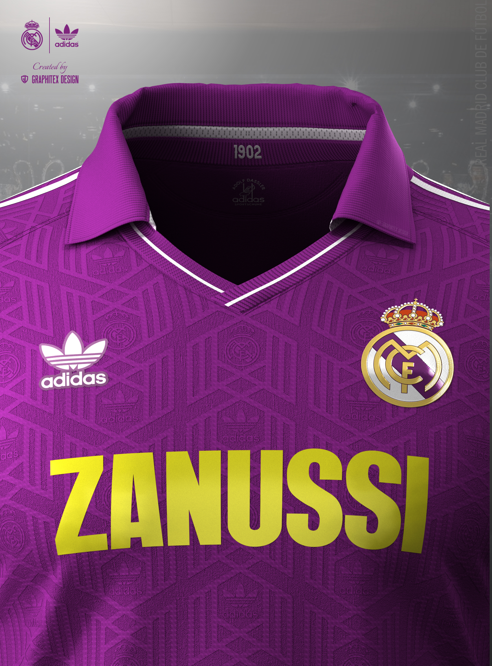 Graphitex on Twitter: "➡️Real Madrid C.F. - Adidas. Created by Graphitex. ➡️Turno del @realmadrid, versión retro de la camiseta morada la temporada 82/83 y rindiendo tributo a Juanito,uno de