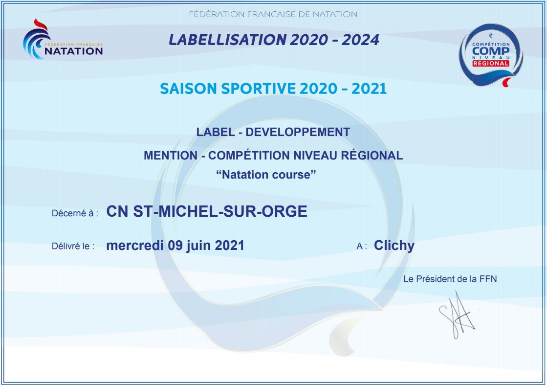 ✨Nouveaux labels ! #teamCNSMO <a href="/FFNatation/">FFN</a> <a href="/villesmso91/">Ville de Saint-Michel-sur-Orge</a>