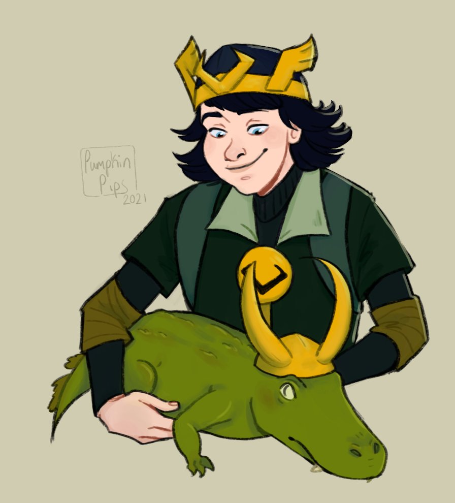 Back at it again with more Loki content!! 🐊🐍

These two have become my fav's, I love them so much, would defend them with my life <_<

#Loki #AlligatorLoki #KidLoki #art #digitalart #fanart