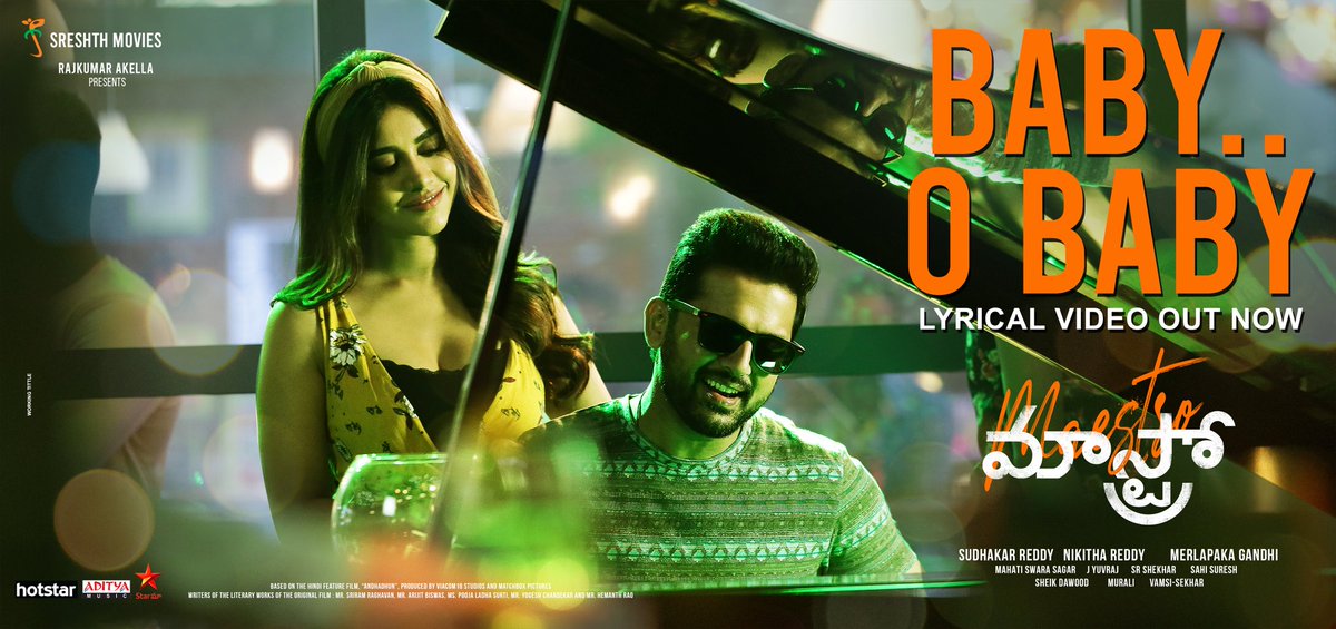 actor_nithiin's tweet photo. #MaestroMusicFest🎹

Here's #BabyOBaby Foot tapping song that fills rainbow colors to our #MAESTRO vision🌈

▶️https://t.co/CZIbzCMYyN

🎤@anuragkulkarni_
✍🏻#SREEJO
🥁@mahathi_sagar
 @NabhaNatesh @MerlapakaG @SreshthMovies #SudhakarReddy #NikithaReddy #RajKumarAkella https://t.co/bgA7jyWn0M