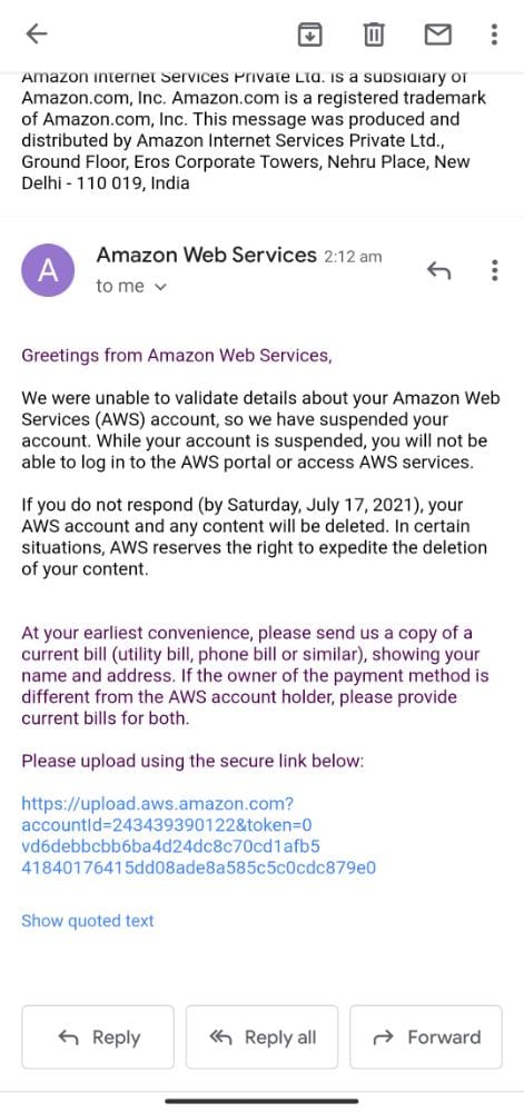 BearMani1's tweet photo. #AWS #awscloud #needClarification #awsindia
Without giving time suddenly aws suspended our account it has been 40hours but no support from team. We paid last month bill 298000 inr. But to verify documents they taking long time.. Totally unacceptable . https://t.co/HGFzdnu6Ia