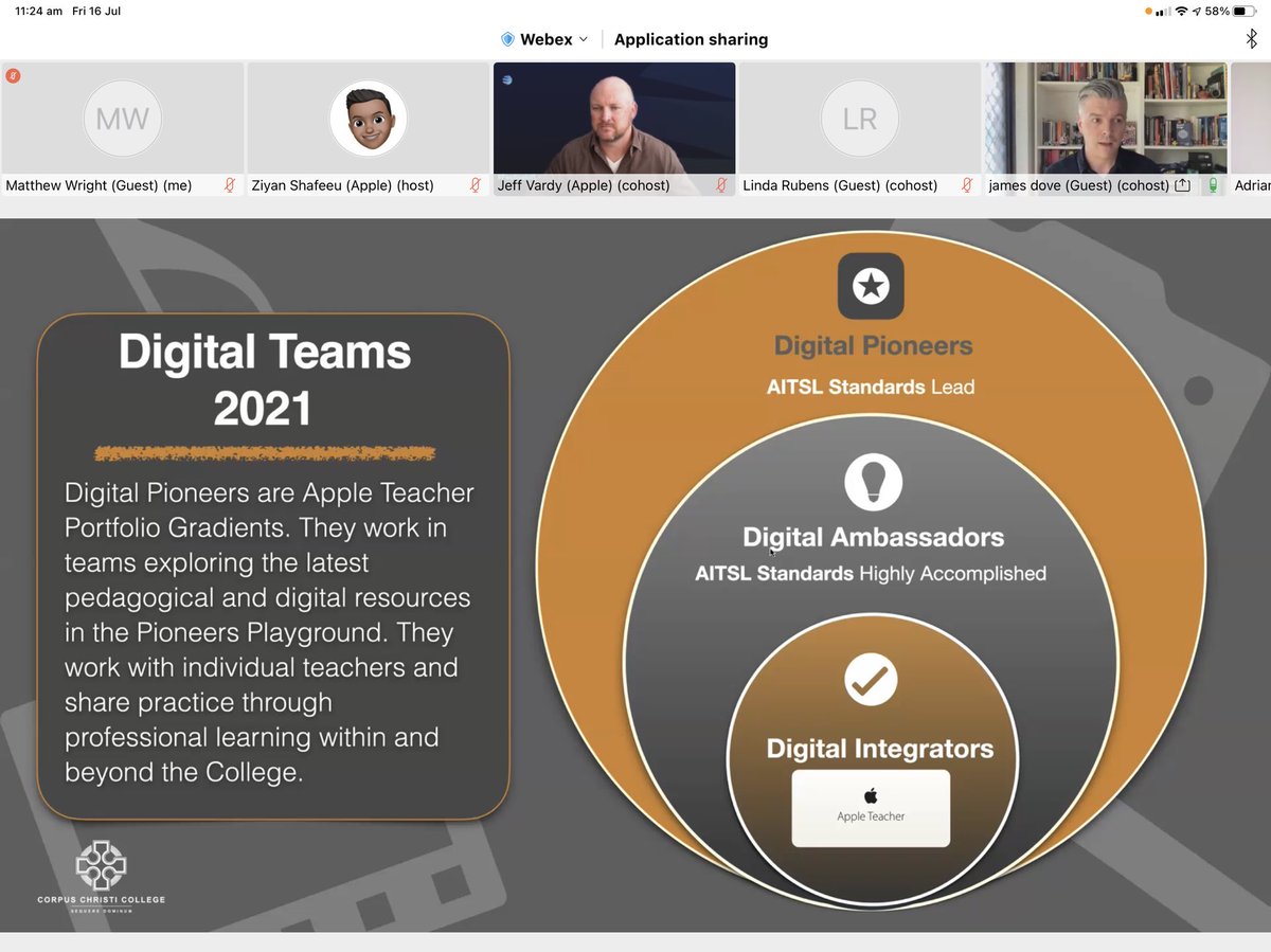 Thanks to Jeff and the team #FestivalofLearning <a href="/mpinn4/">Mia Pinnington - Teaching & Learning by Design</a> <a href="/lindarubens/">Linda Rubens M.Ed ADE</a> <a href="/teach_create_/">Angela Norman</a> for the opportunity to share how we are using The Apple Teacher Portfolio <a href="/CorpusCCC/">Corpus Christi College</a> . Great to part of such an inspiring event!