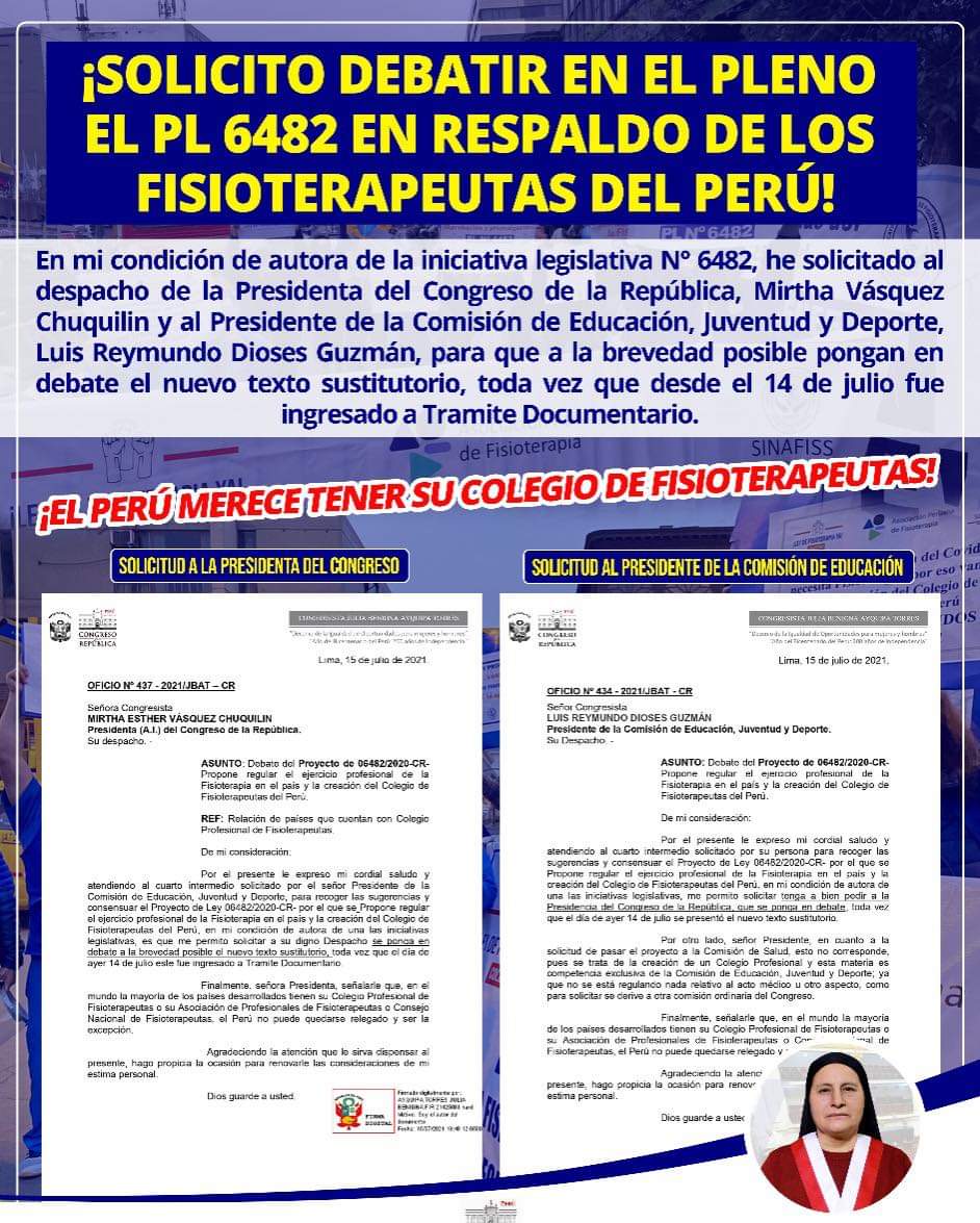 ASPEFISIO's tweet photo. ¡TODOS LOS FISIOTERAPEUTAS ESTE VIERNES 8AM EN EL FRONTIS DEL CONGRESO!
#juliaayquipasícumple @ayquipa_julia 
#ColegioDeFisioterapeutasDelPeru #PL6482 https://t.co/ce1mvhSIYs