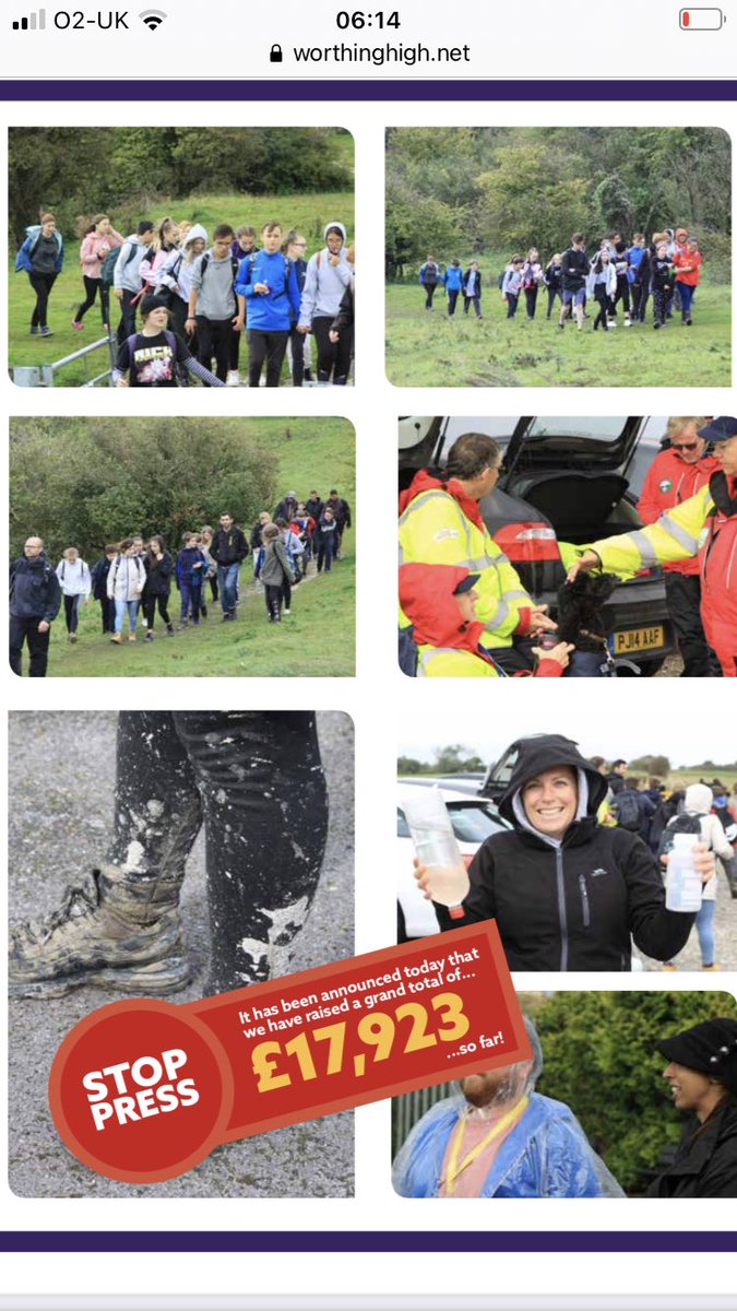 WorthingHigh's tweet photo. Biennial Sponsored Walk day today - we are aiming to raise over £20k please visit our website to see how to support us - all for @ChestnutSussex  Glad it’s not as muddy as 2019! Memories below! https://t.co/yY42z34tCE