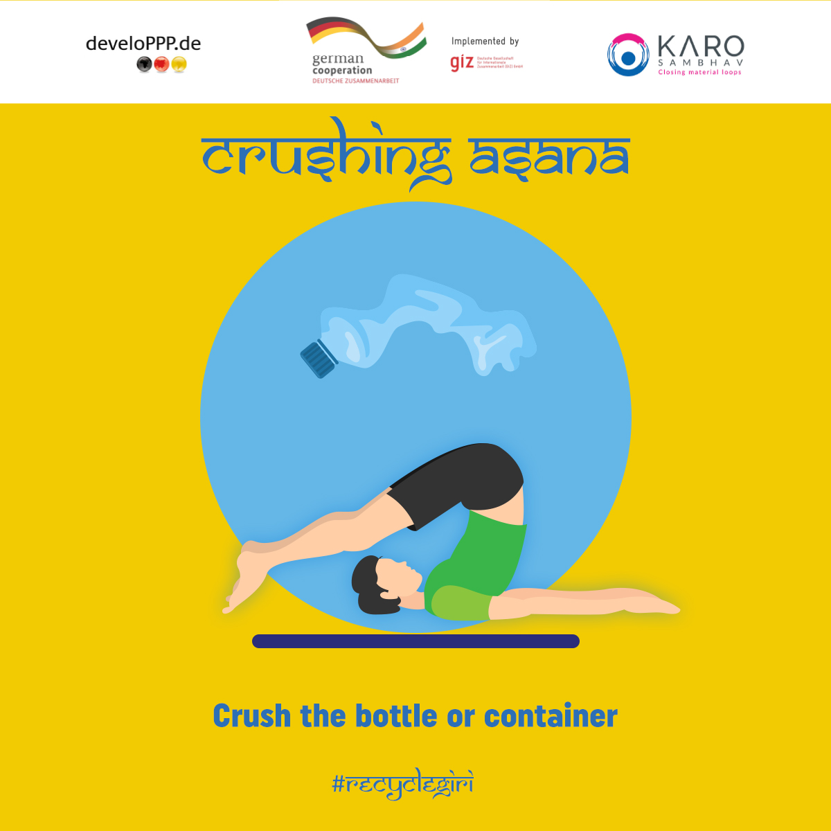 karosambhav's tweet photo. This the most important asana we all need to practice!
#Recyclegiri #Asanas #PlasticDisposal
@giz_india @BMZ_Bund https://t.co/XZp7WG0ajq