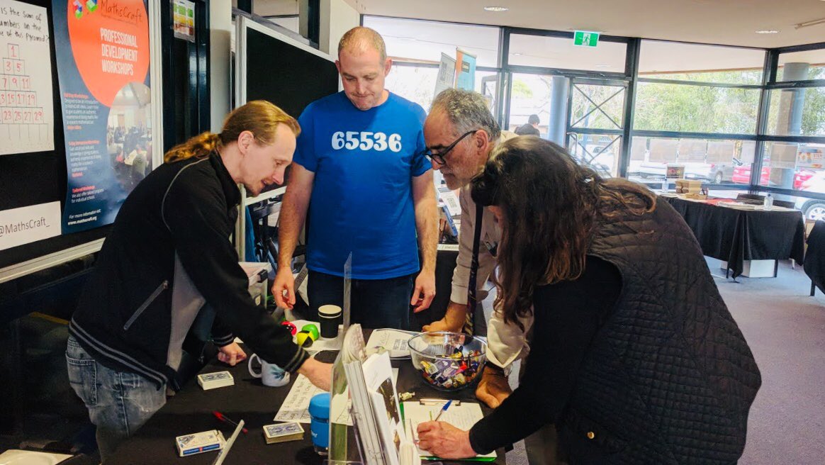 MathsCraft_'s tweet photo. Second day for the MathsCraft team at #MASA2021 Annual State Conference and it’s been great connecting with maths teachers. Thank you to the @MASA_Maths conference team - a fantastic job! https://t.co/P6r8yyNJG8