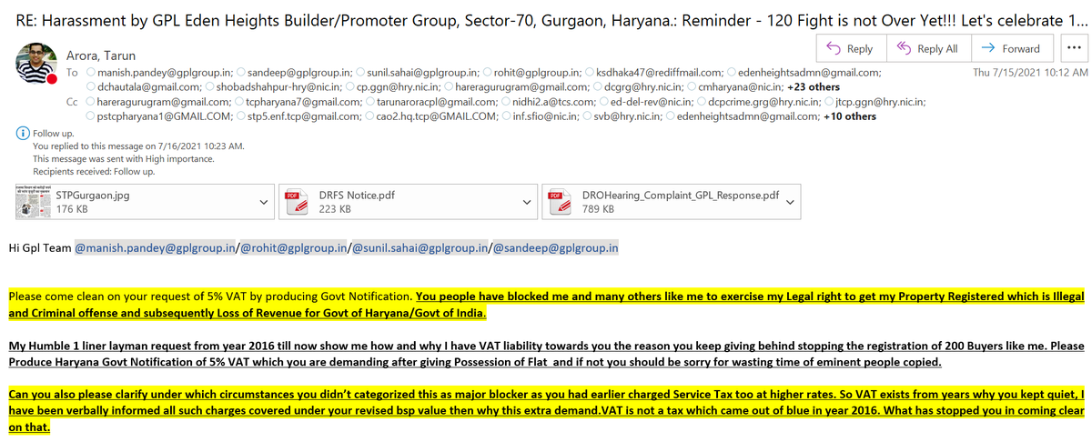 tarunaroracpl's tweet photo. #commonppl 120 mails send.@cmohry Sir u r copied in all mails,but ur dept is not taking any action,even not listening. If Top Office of #haryana will not listen then who will! waiting 4 justice!
@indSupremeCourt @BJP4India @PMOIndia  @ManoharMirror @BandBajaateRaho @BJP4Haryana https://t.co/5v3rAA4LGr