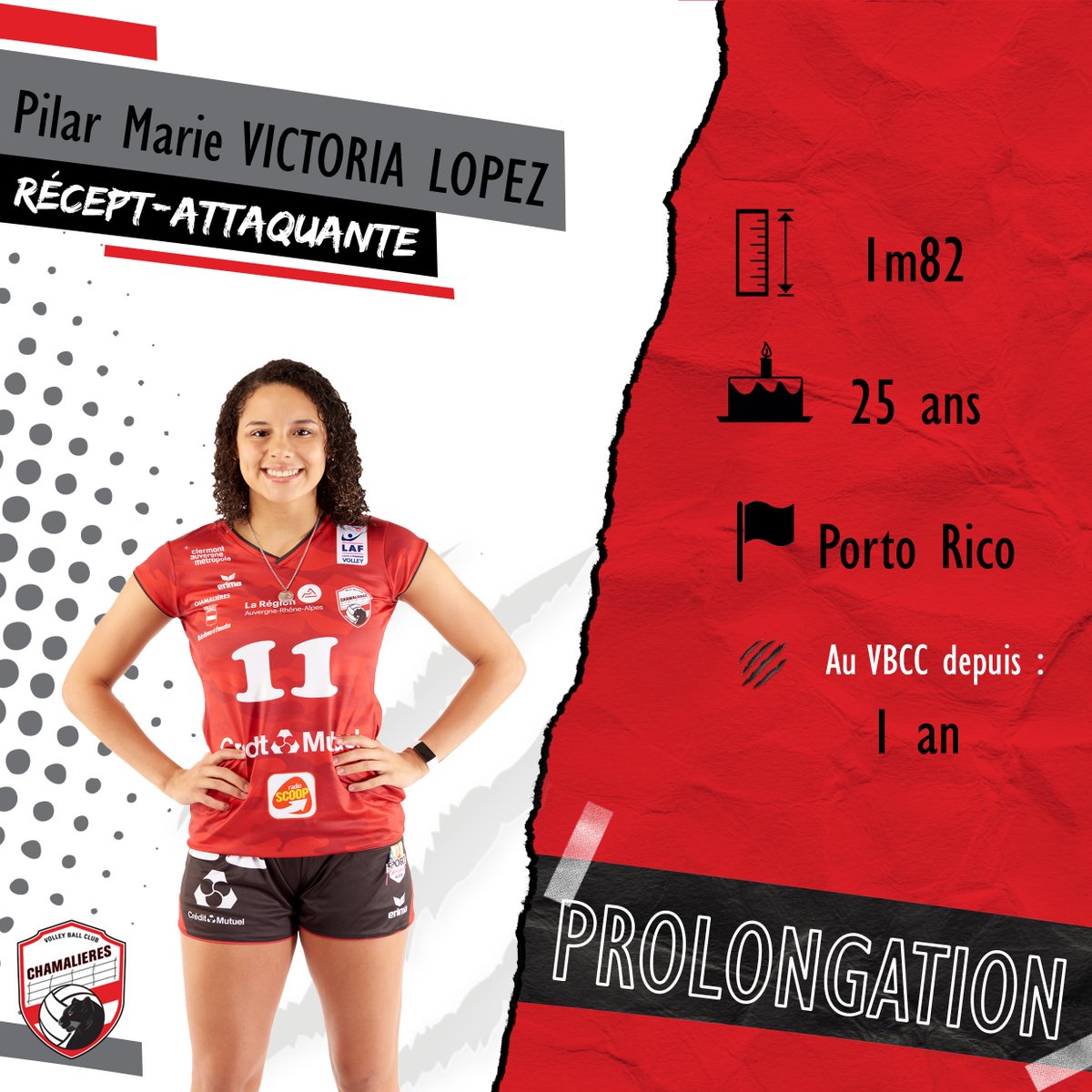 VolleyCham's tweet photo. Le VBCC est heureux de vous annoncer la prolongation de Pilar Marie Victoria Lopez sous les couleurs chamaliéroises ! ✍️
Le club pourra à nouveau compter sur son expérience et ses qualités offensives. 🔴⚫⚪
#VBCCFamily #Effectif20212022 #teamcham #lnv https://t.co/6aSPXKl5rG